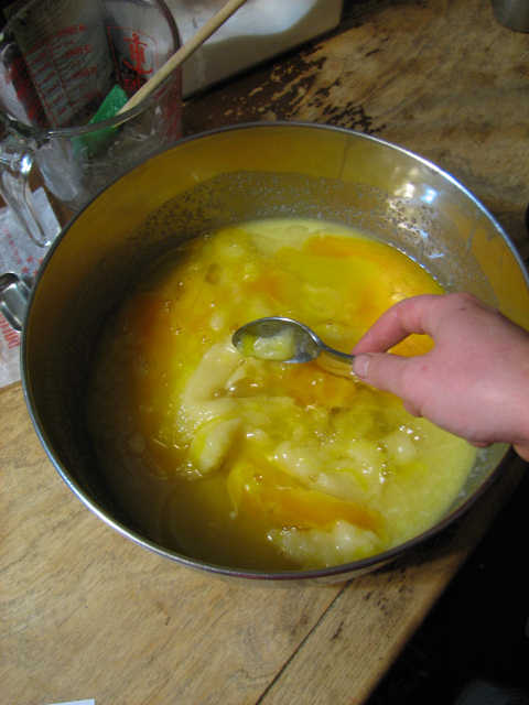 stirring eggs