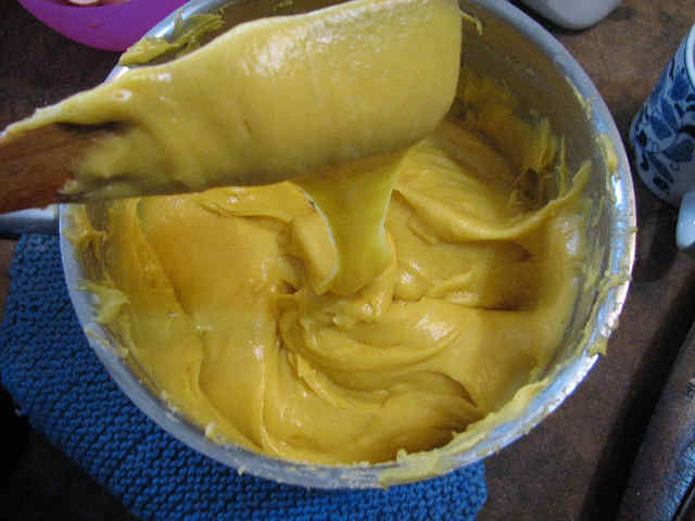 It slides off the paddle.